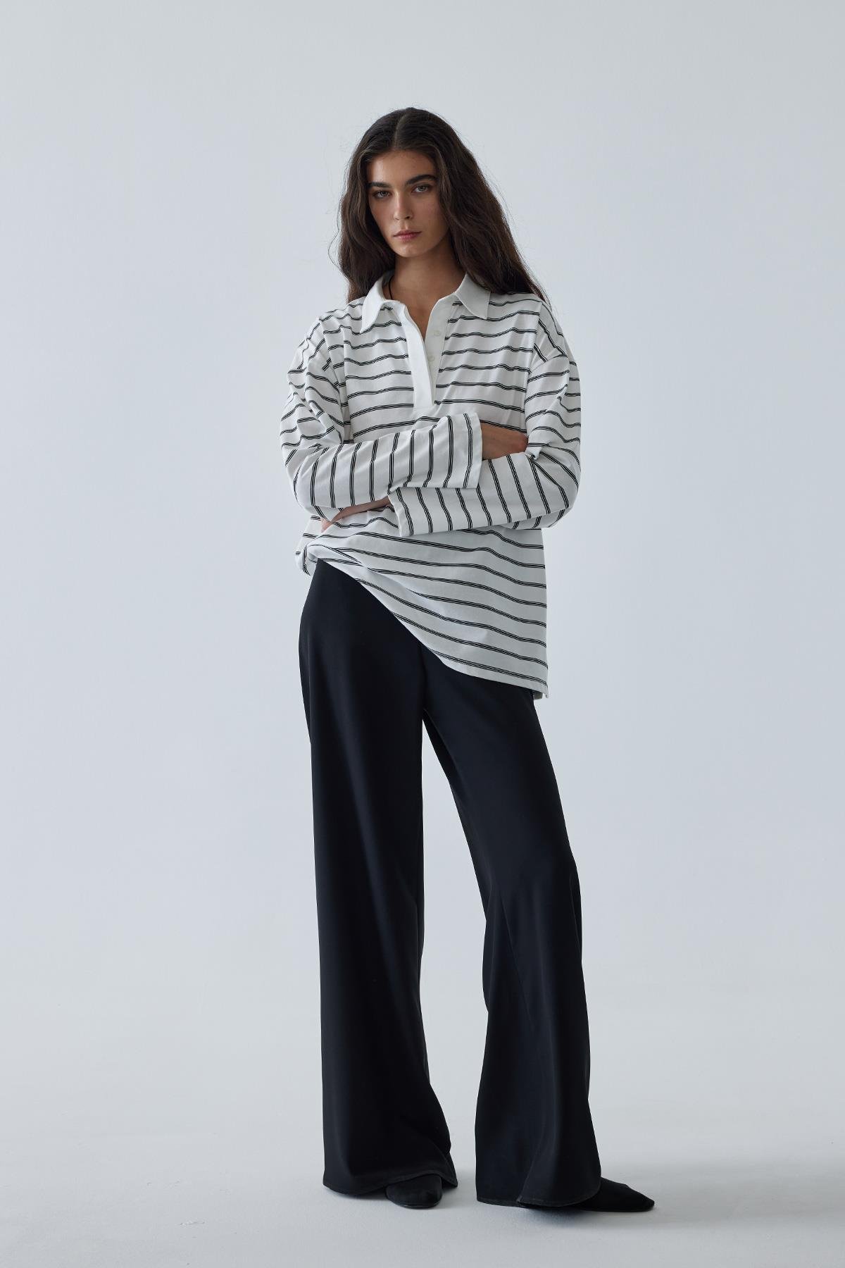 Siyah Pol Krep Pantolon