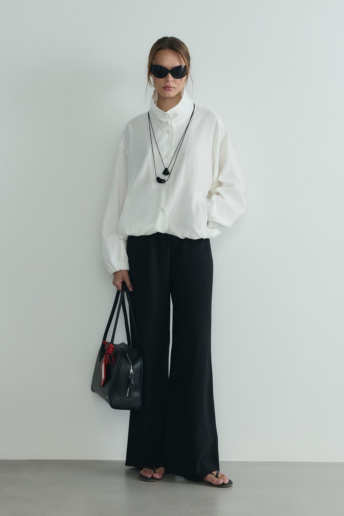 Siyah Pol Krep Pantolon