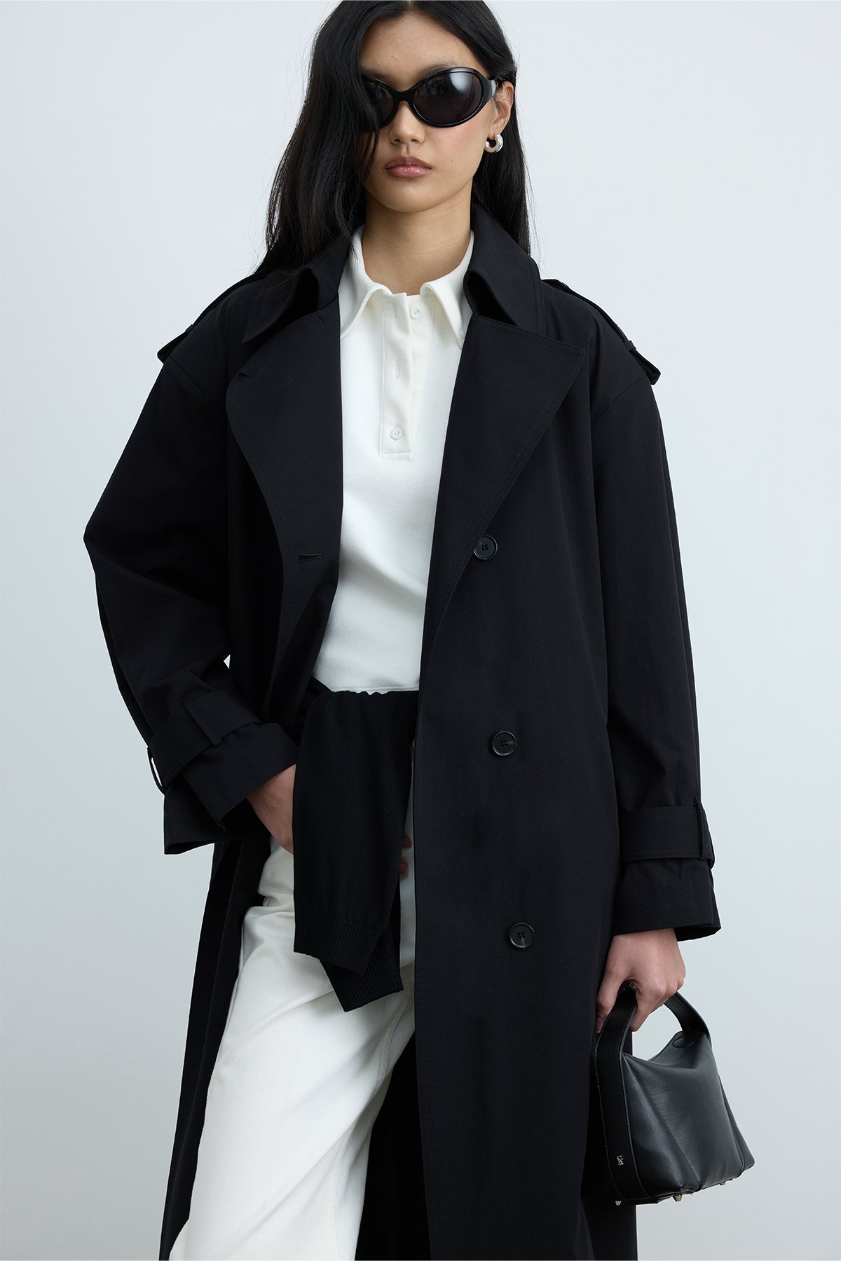 Siyah Rhan Deri Mini Çanta