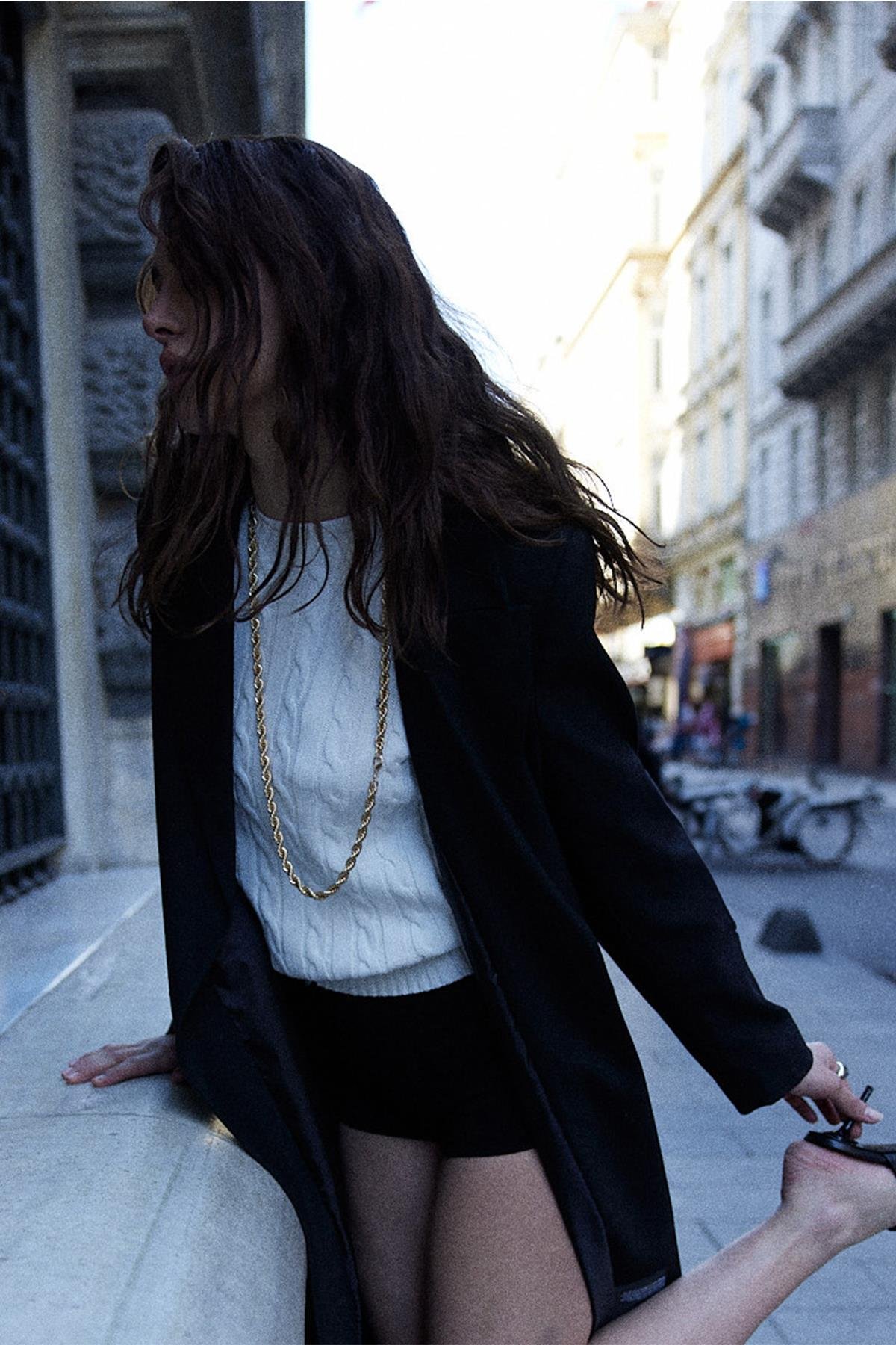 Siyah Ria Maxi Trençkot