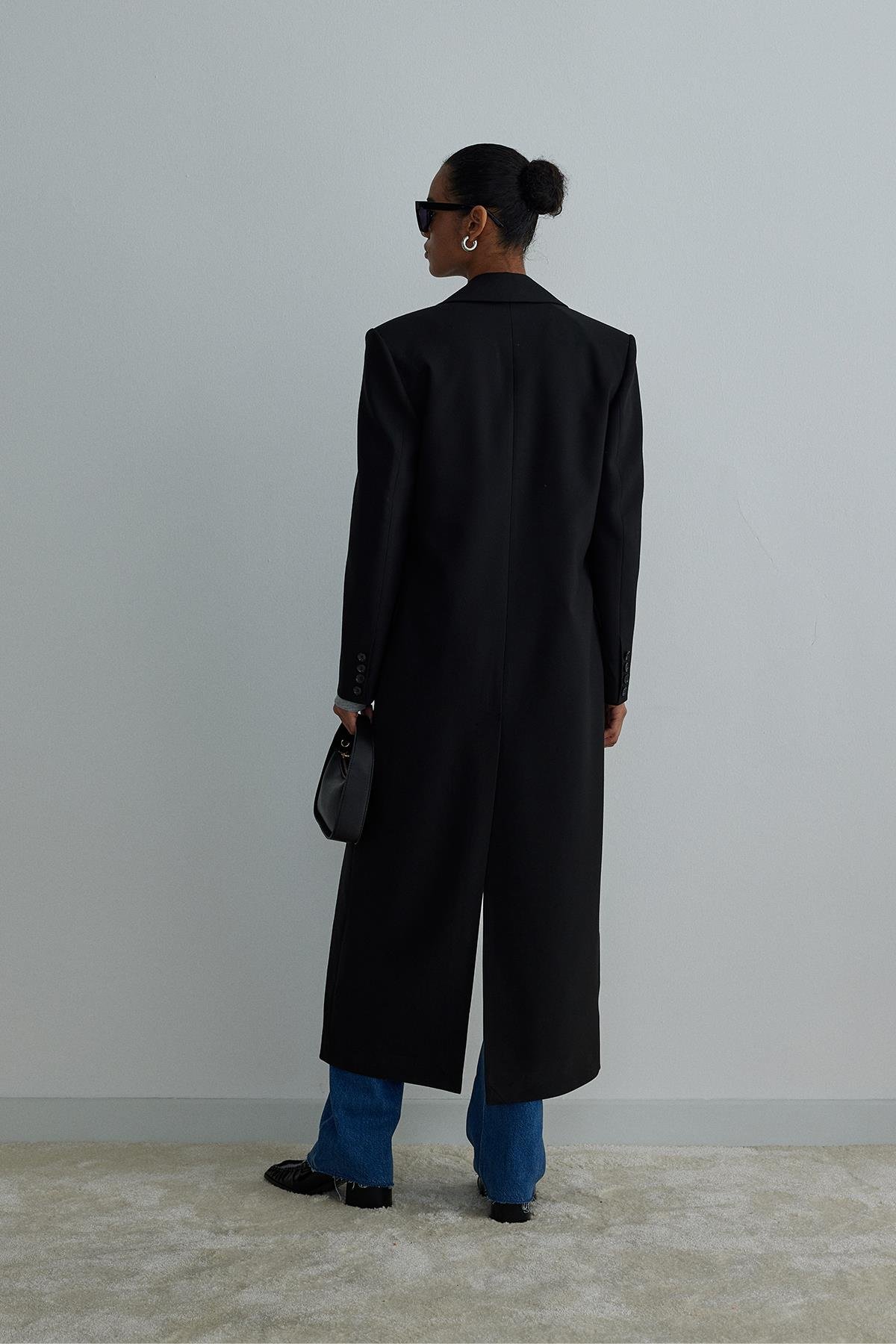 Black Ria Maxi Trench Coat