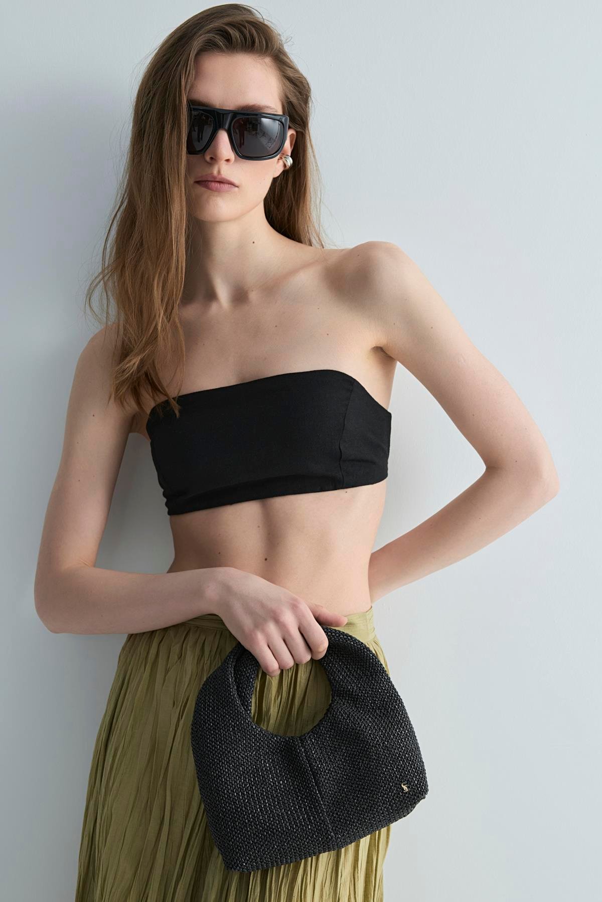 Siyah Roen Hasır Çanta