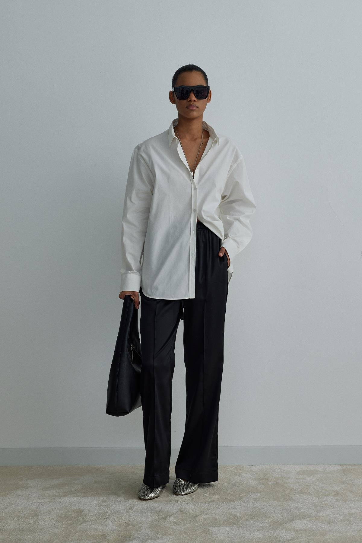 Siyah Ross Saten Pantolon