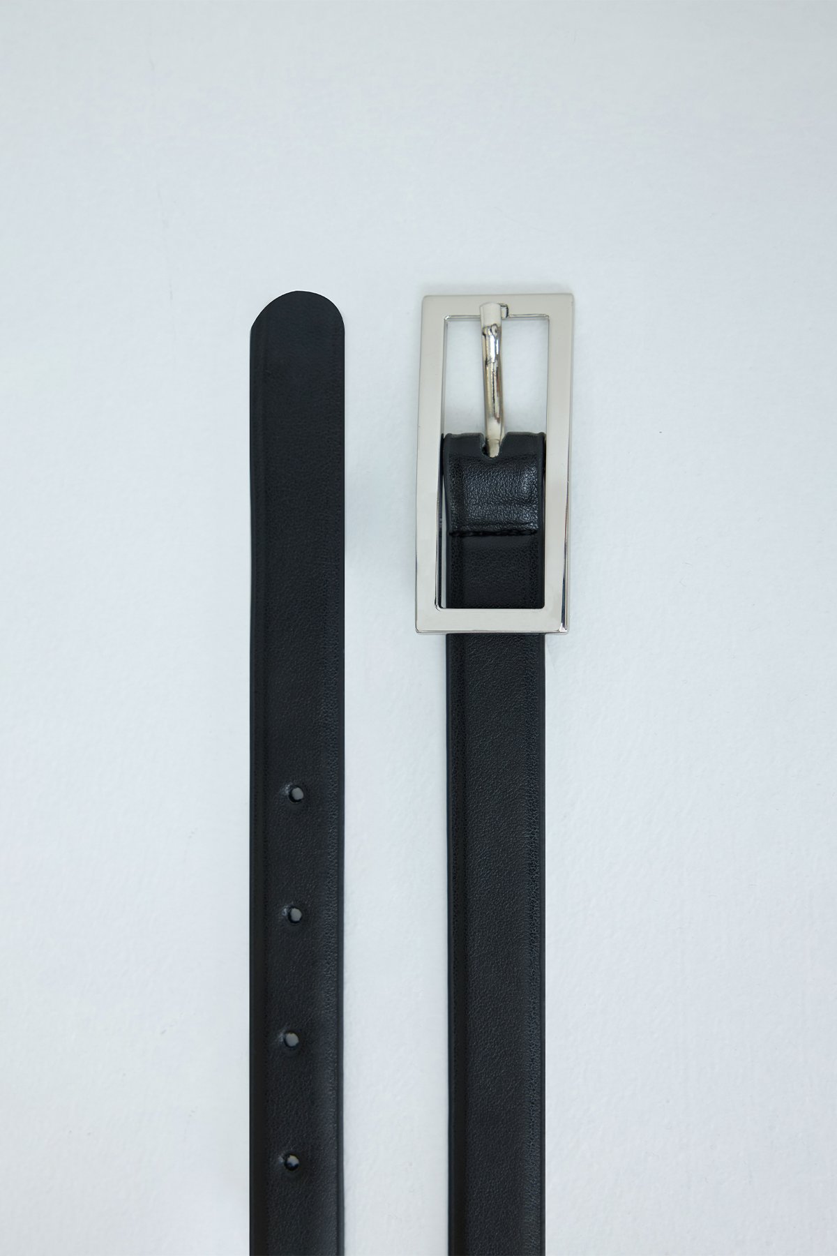 Siyah Rou Nikel Tokalı İnce Kemer