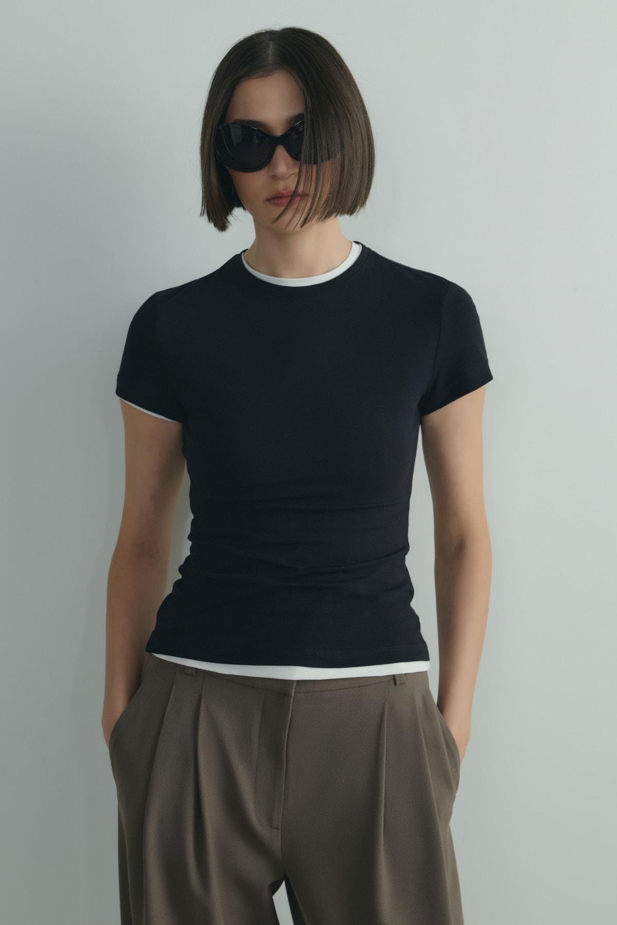 Siyah Skinny Fit Basic Tişört