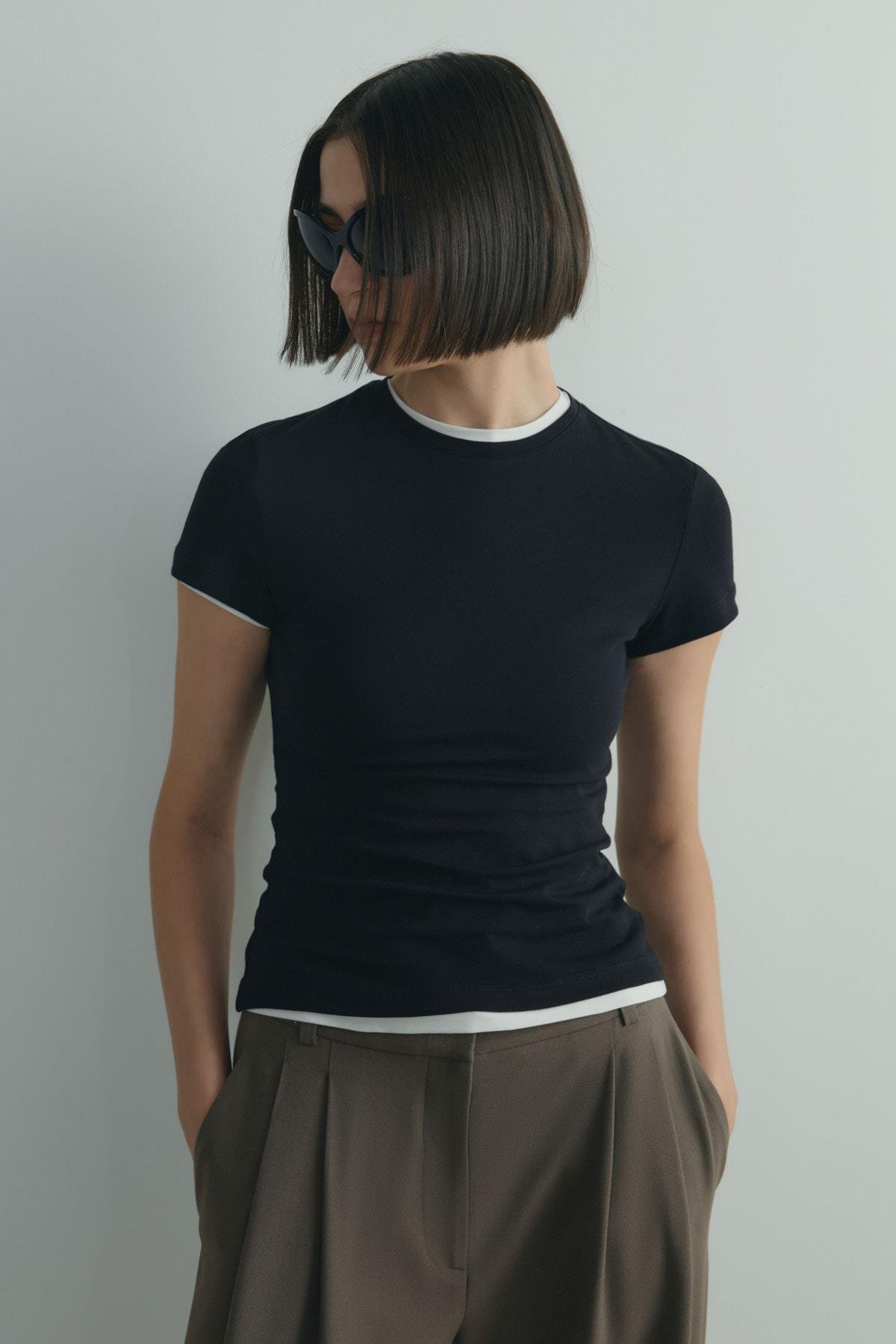 Siyah Skinny Fit Basic Tişört