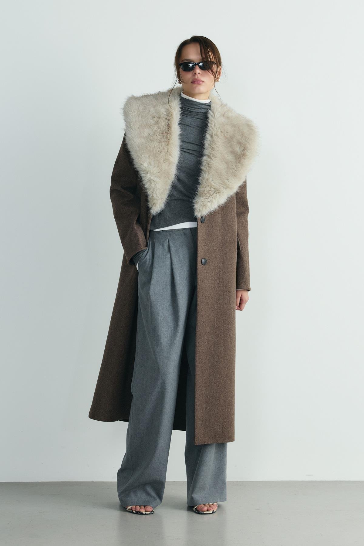 Sütlü Kahve Ari Kruvaze Maxi Kaşe Kaban