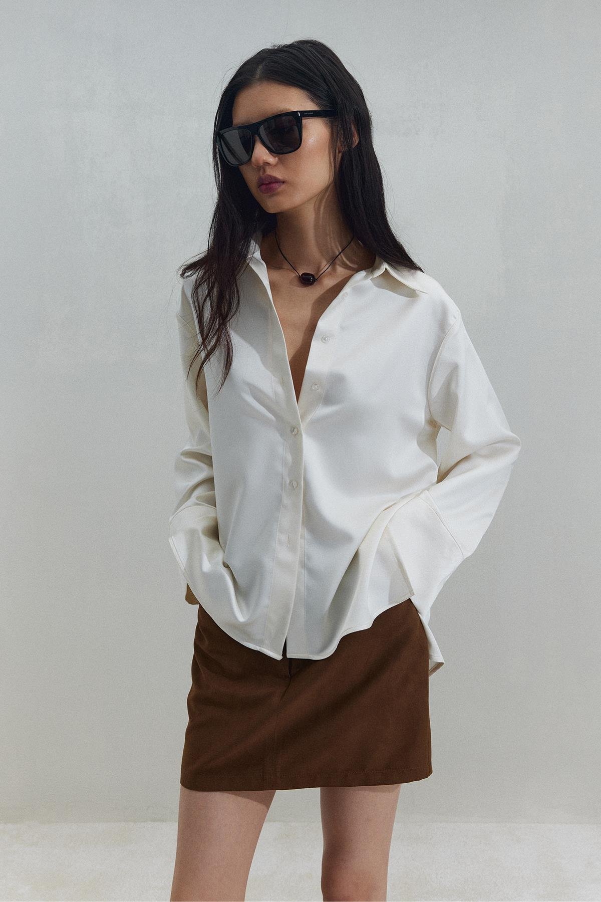 Sütlü Kahve Lia Süet Mini Etek