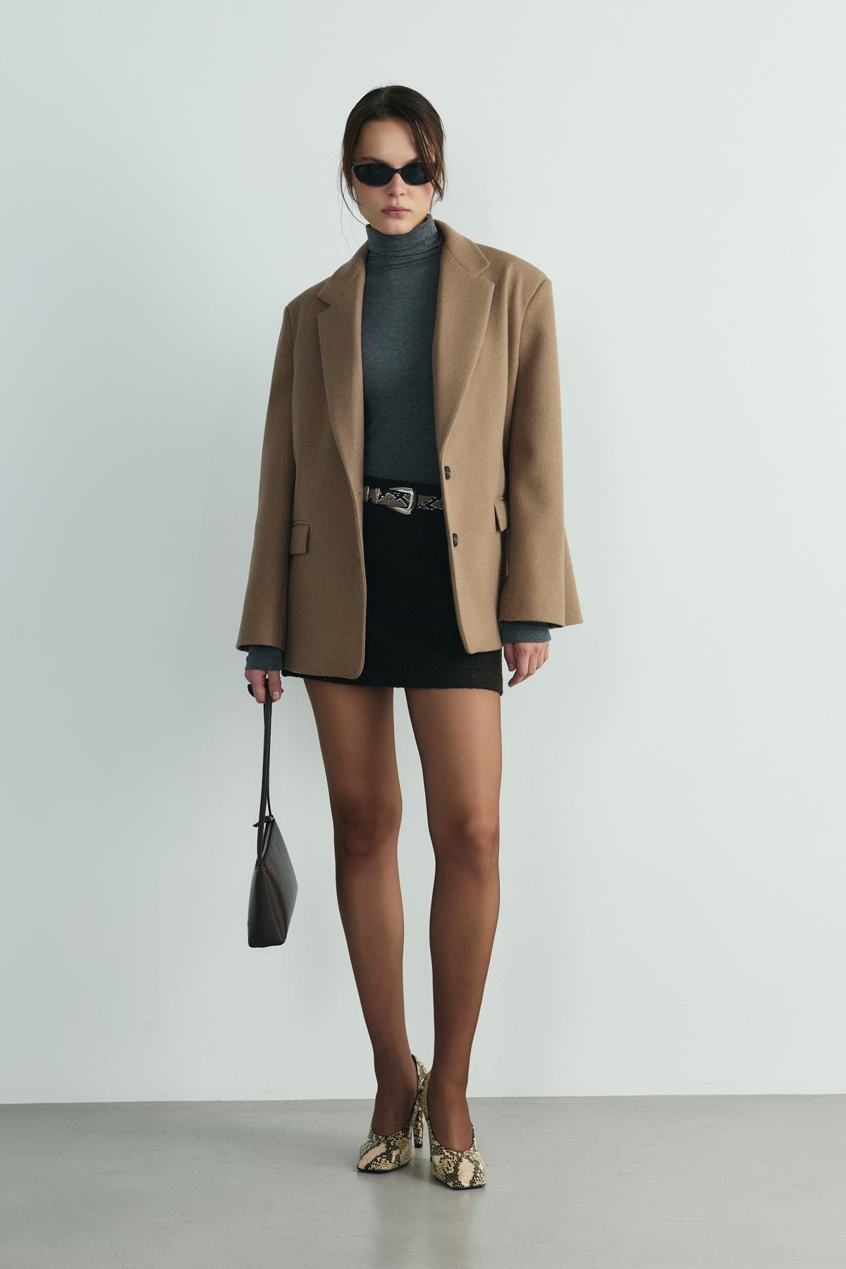 Sütlü Kahve Maskülen Kaşe Blazer Ceket