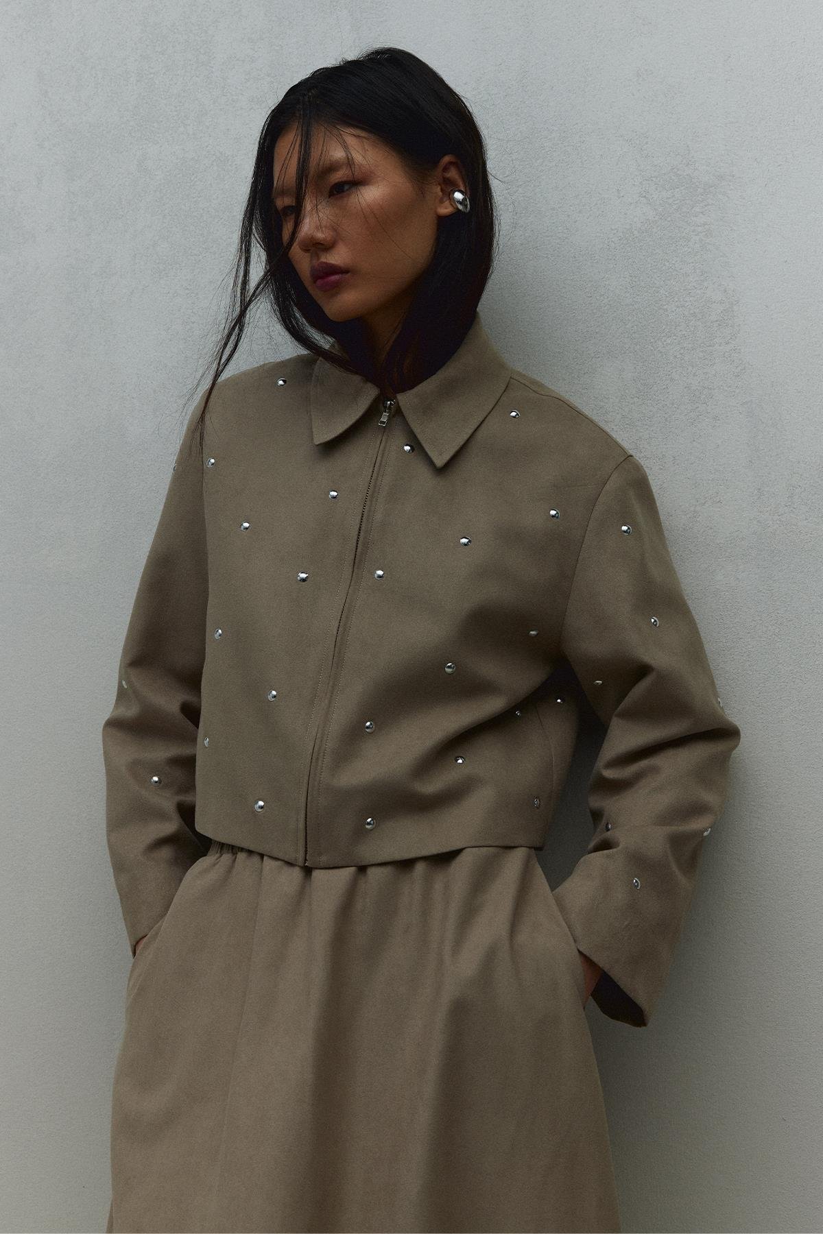 Vizon Gabriel Zımbalı Süet Ceket