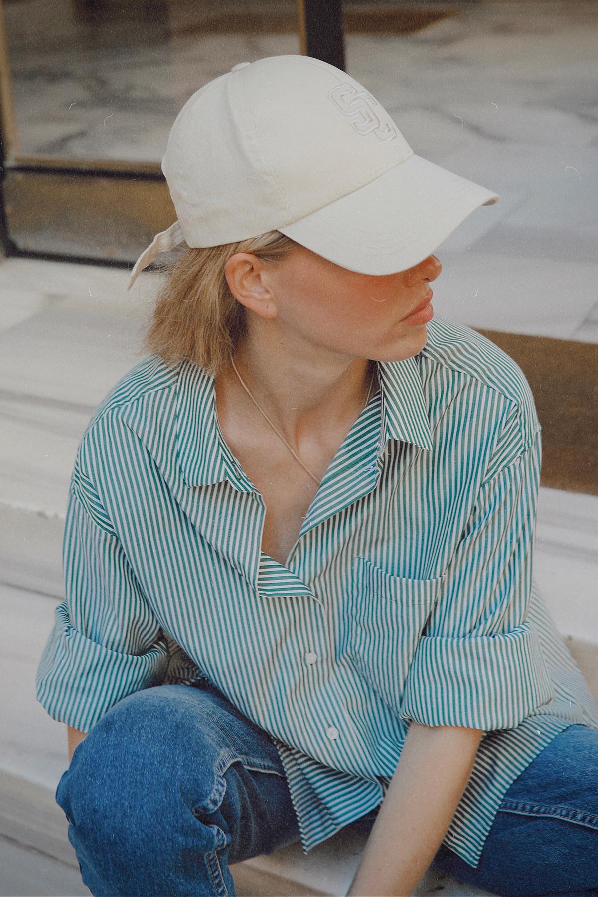 Yeşil City Çizgili Poplin Gömlek