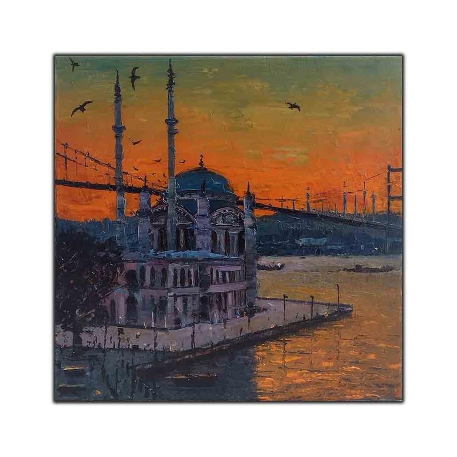 İSTANBUL ORTAKÖY GÜN BATIMI MANZARALI YAĞLI BOYA DOKULU TABLO ürününe, YAĞLI BOYA DOKULU TABLOLAR kategorisinden hemen satın alabilirsiniz.