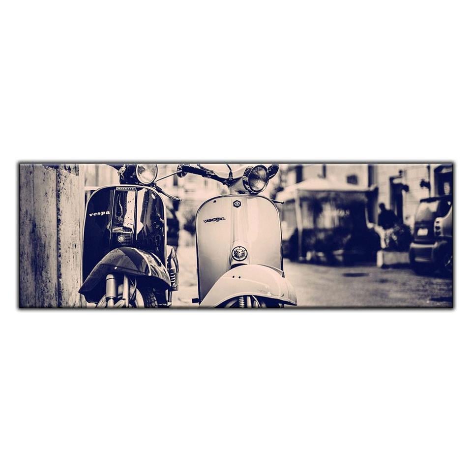 SİYAH BEYAZ VESPA MOTOSİKLER YATAY KANVAS TABLO ürününe, KANVAS TABLOLAR kategorisinden hemen satın alabilirsiniz.