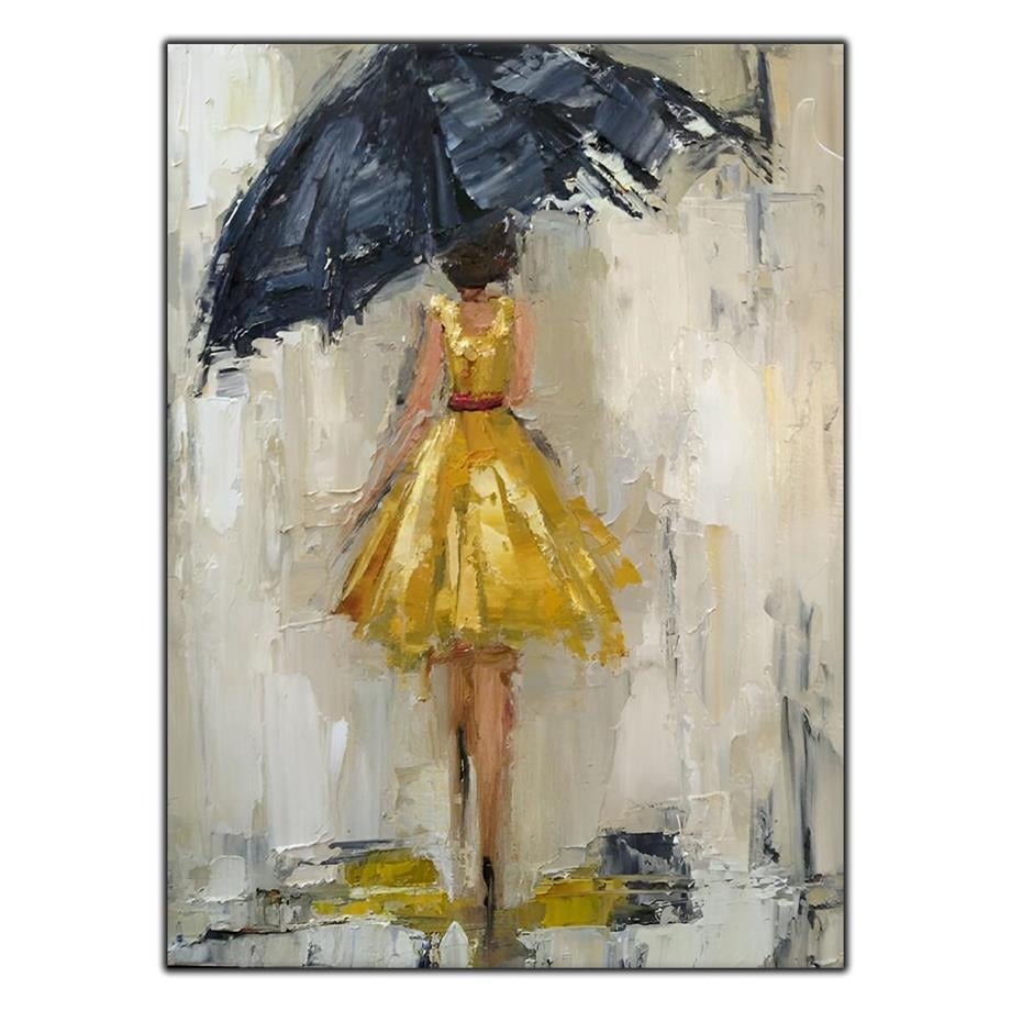 SİYAH ŞEMSİYELİ VE SARI ELBİSELİ KADIN YAĞLI BOYA DOKULU TABLO ürününe, YAĞLI BOYA DOKULU TABLOLAR kategorisinden hemen satın alabilirsiniz.