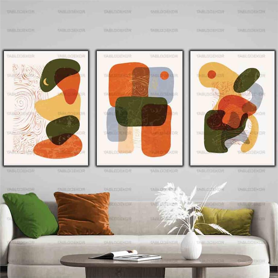 SOYUT TURUNCU YEŞİL VE SARI AĞIRLIKLI UC'LU KANVAS TABLO ürününe, KANVAS TABLOLAR kategorisinden hemen satın alabilirsiniz.