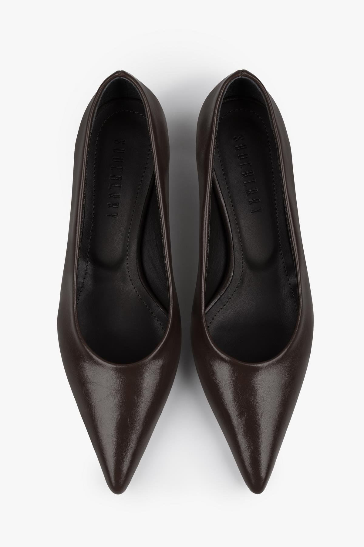 Kadın Caren Acı Kahve Cilt Kısa Topuklu Stiletto