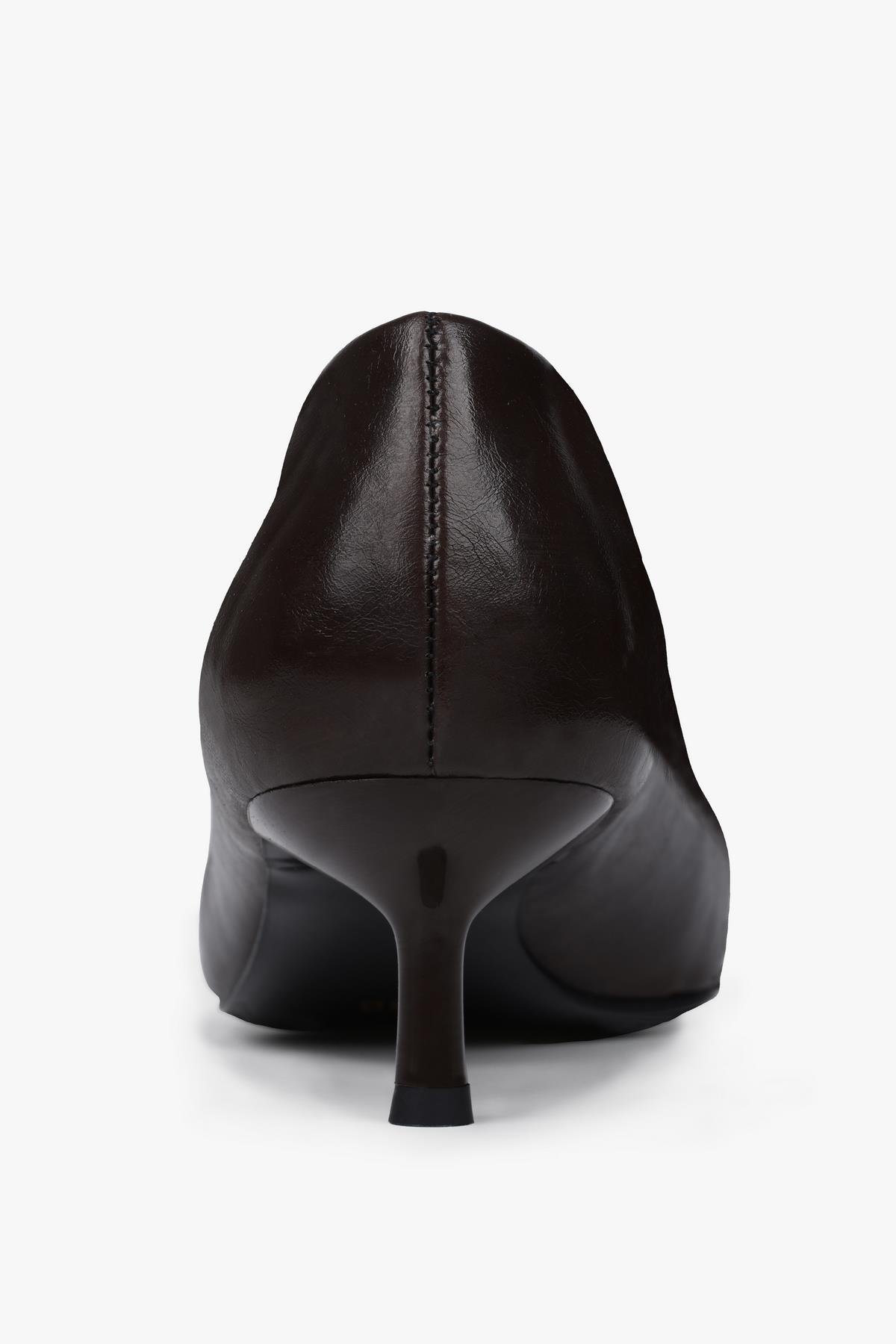 Kadın Corin Acı Kahve Cilt Kısa Topuklu Stiletto