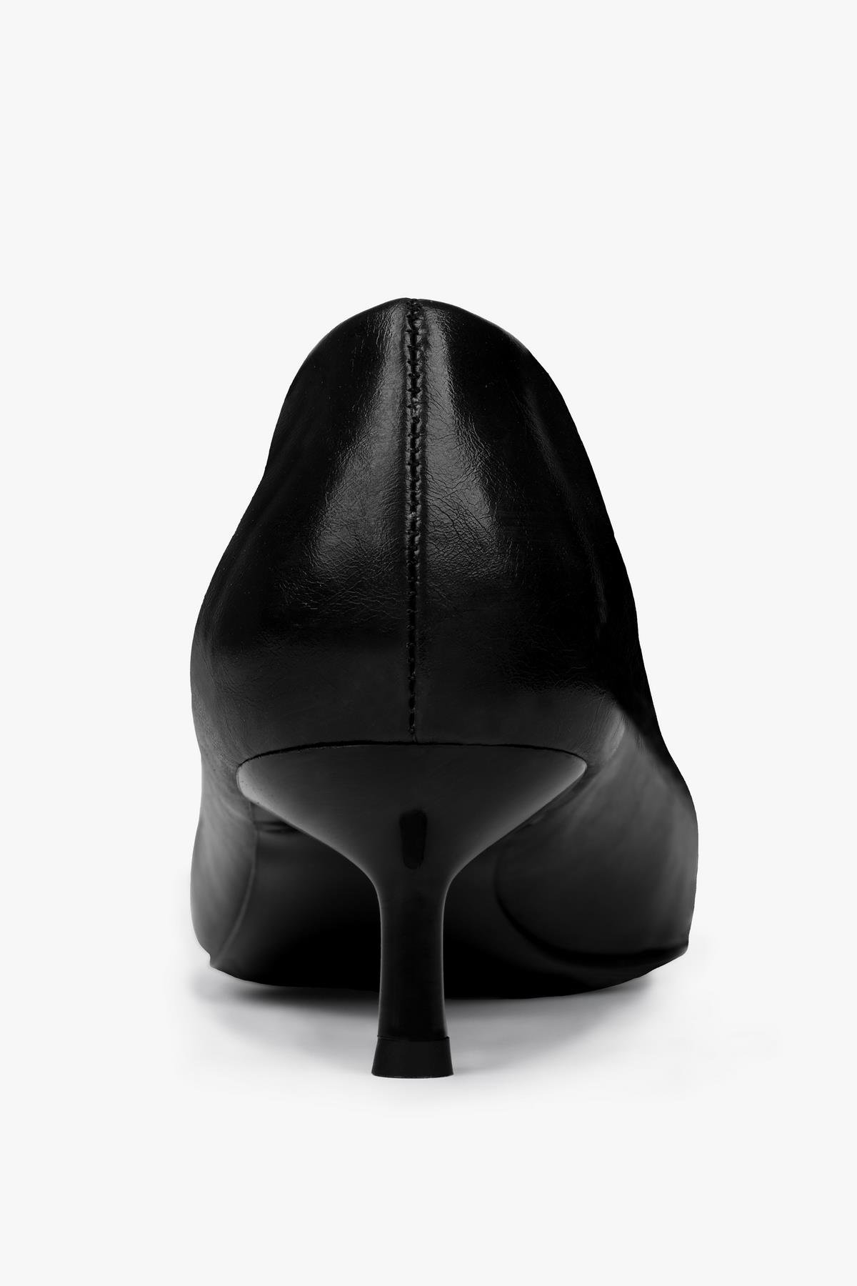 Kadın Corin Siyah Cilt Kısa Topuklu Stiletto