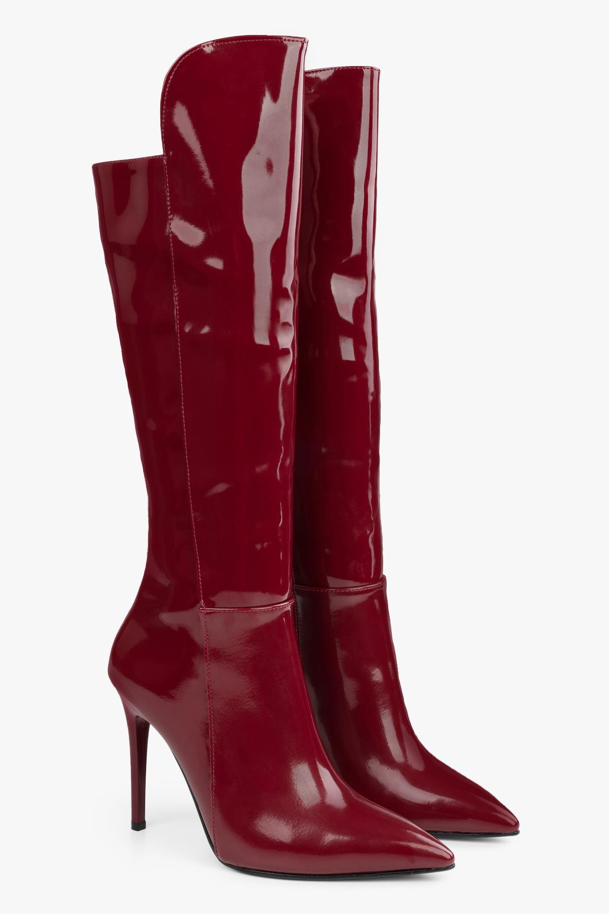 Kadın Gloss Bordo Rugan Çizme