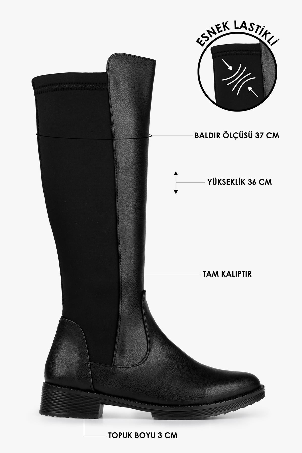 Kadın Justine Siyah Cilt Fermuarlı Çizme