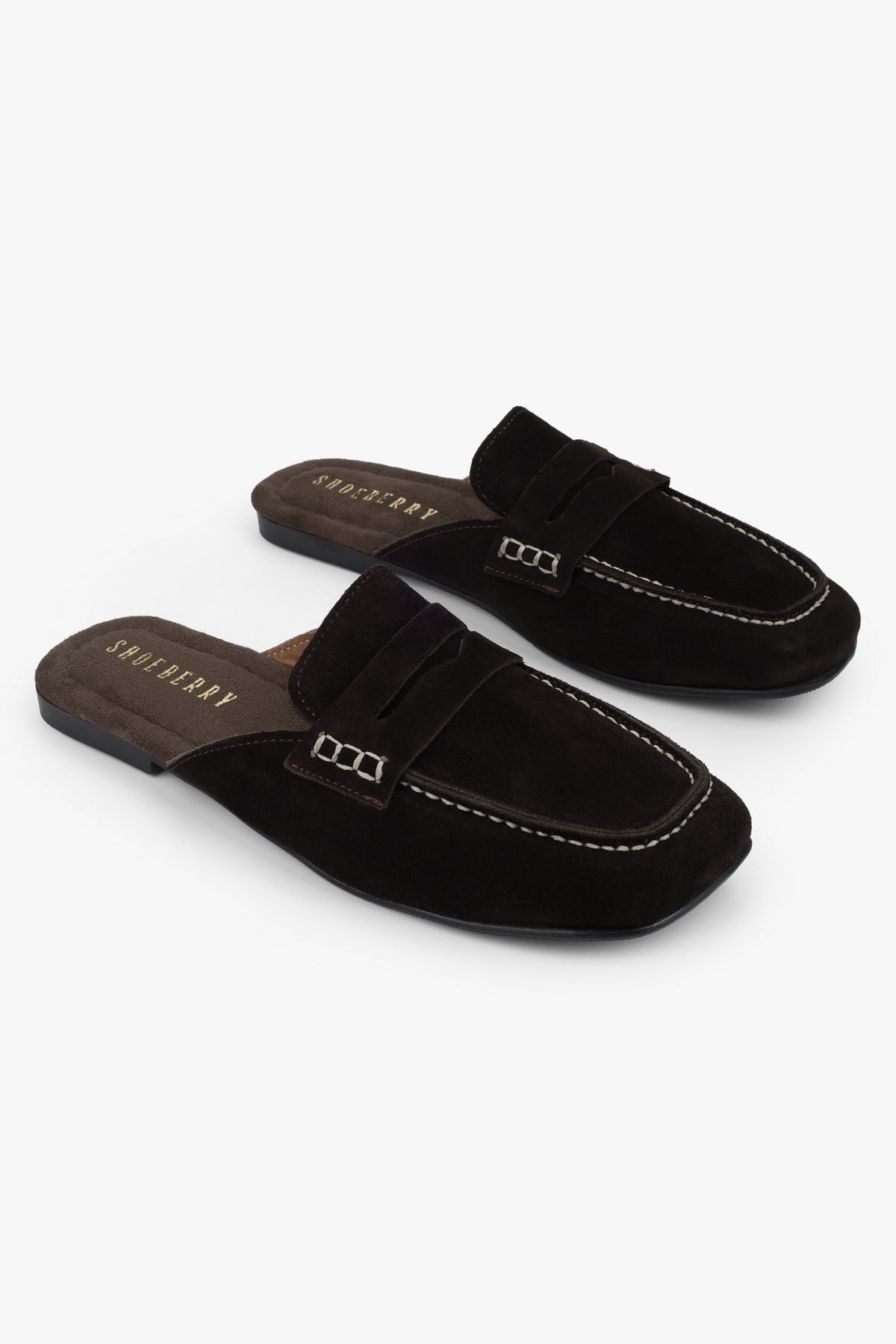 Kadın Kaela Kahve Hakiki Süet Deri Loafer Terlik