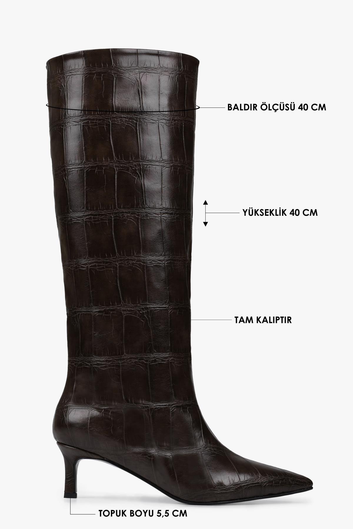 Kadın Kaia Kahve Kroko Çizme