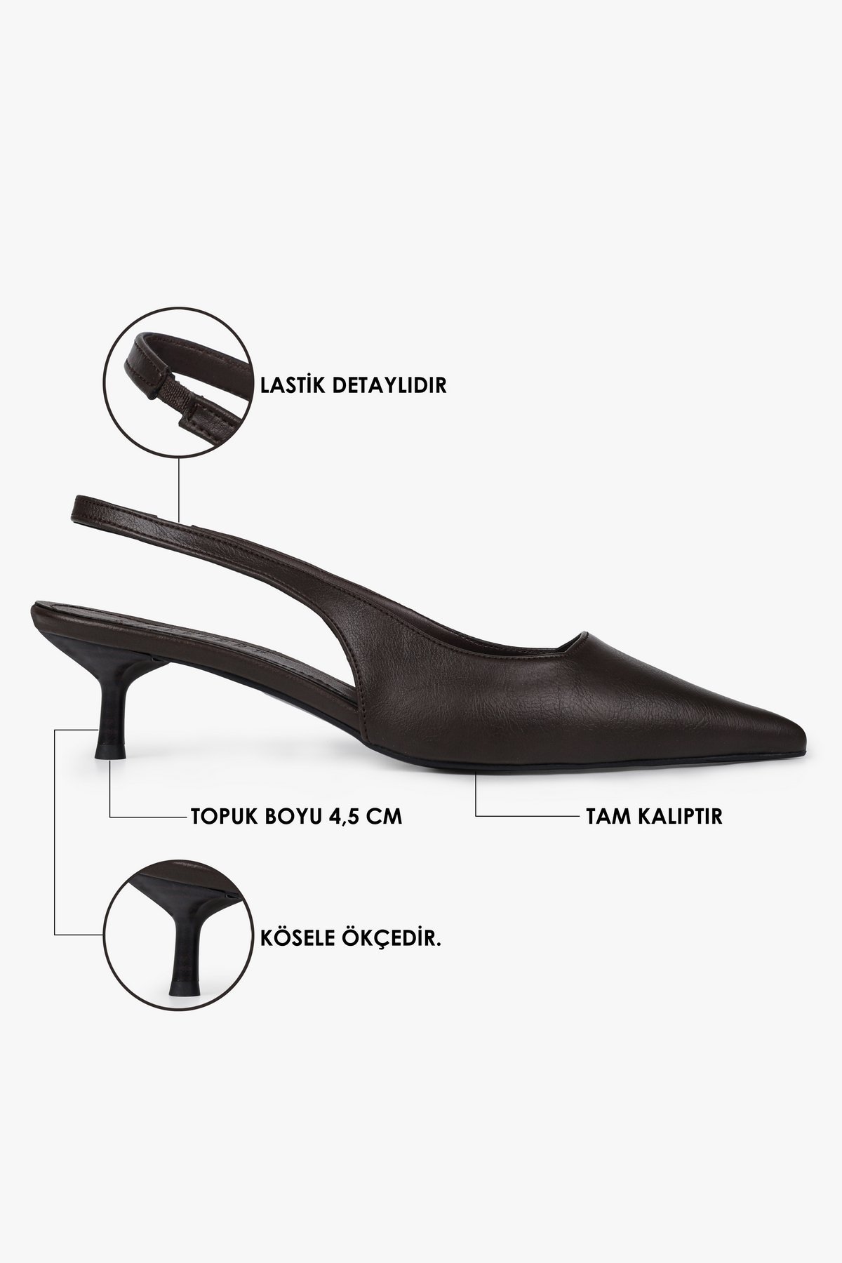 Kadın Kate Acı Kahve Cilt Stiletto