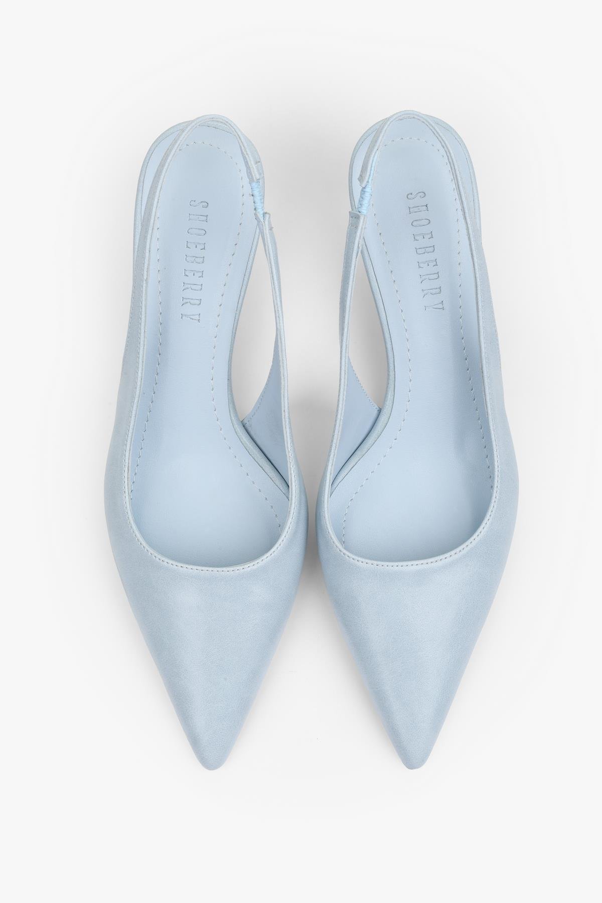 Kadın Kate Bebe Mavisi Cilt Mini Topuklu Stiletto