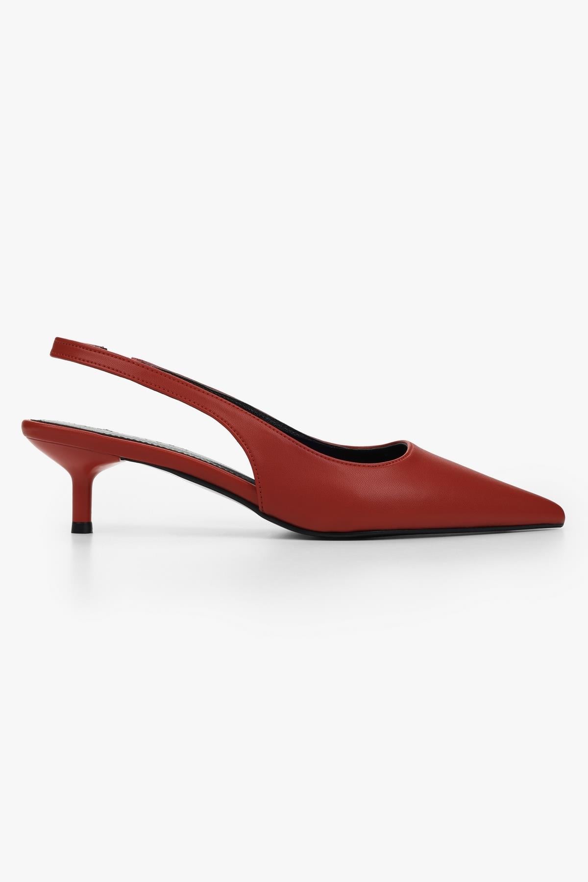 Kadın Kate Mat Kırmızı Cilt Mini Topuklu Stiletto