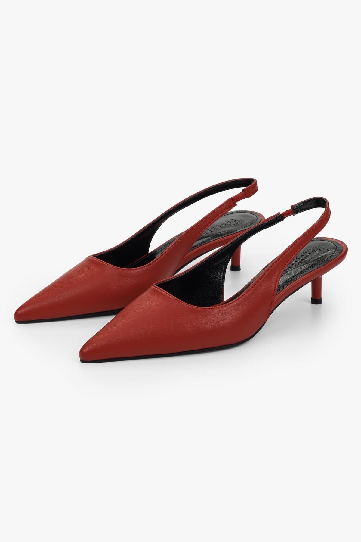 Kadın Kate Mat Kırmızı Cilt Mini Topuklu Stiletto