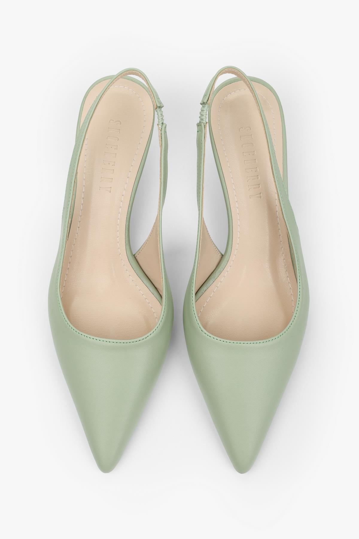 Kadın Kate Mint Yeşil Cilt Mini Topuklu Stiletto