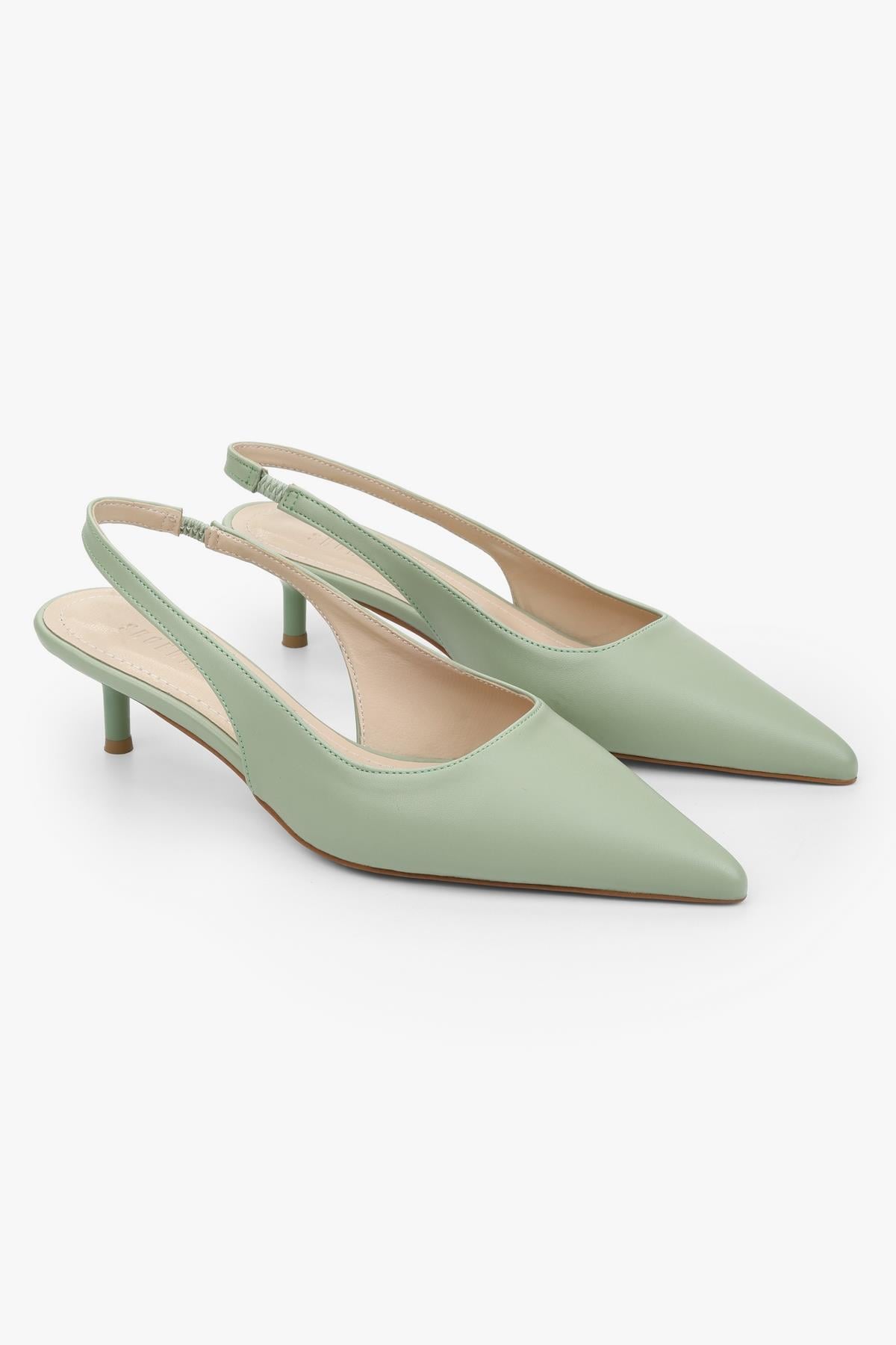 Kadın Kate Mint Yeşil Cilt Mini Topuklu Stiletto