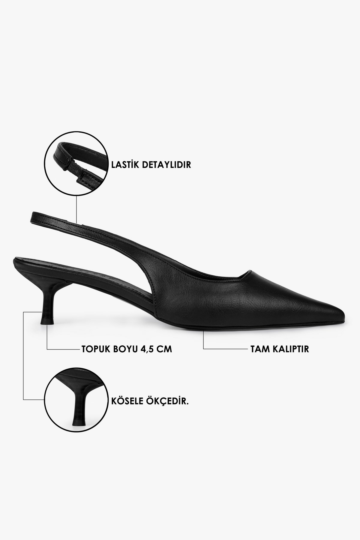 Kadın Kate Siyah Mat Cilt Stiletto