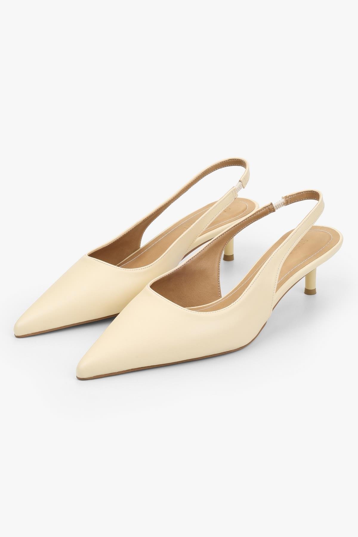 Kadın Kate Tereyağı Sarısı Cilt Mini Topuklu Stiletto