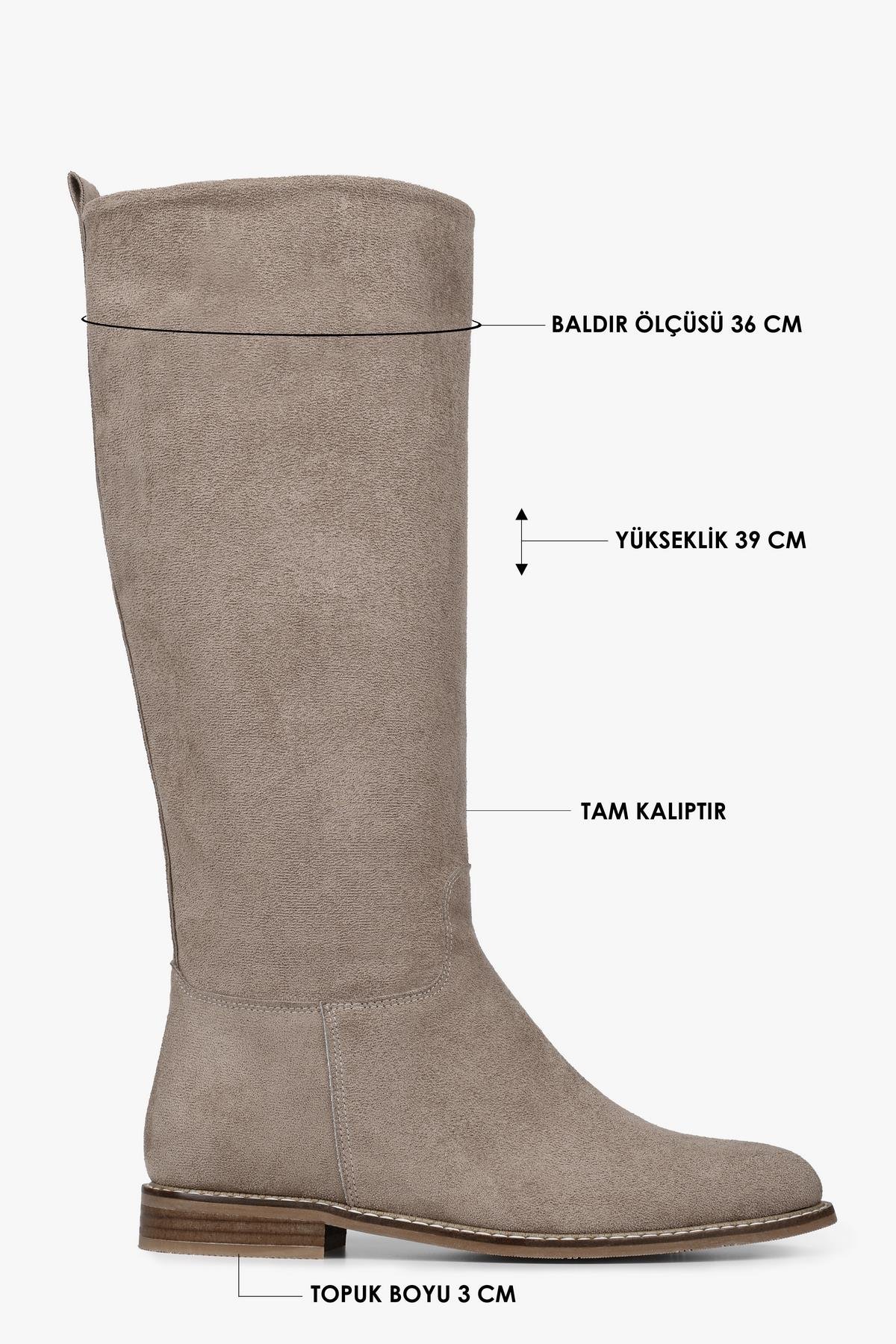 Kadın Lace Vizon Süet Binici Çizme