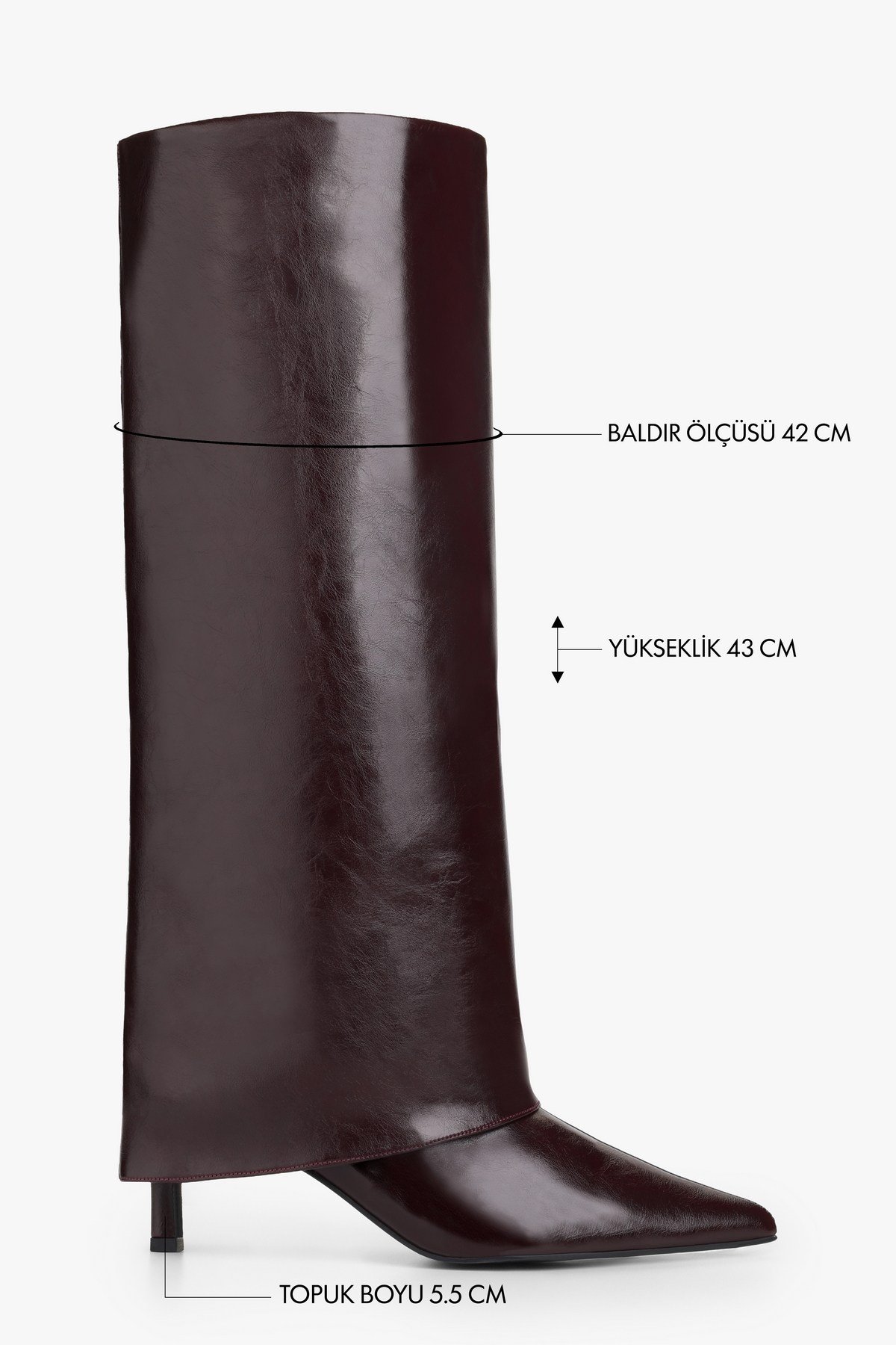 Kadın Lora Bordo Cilt Tozluk Detaylı Çizme