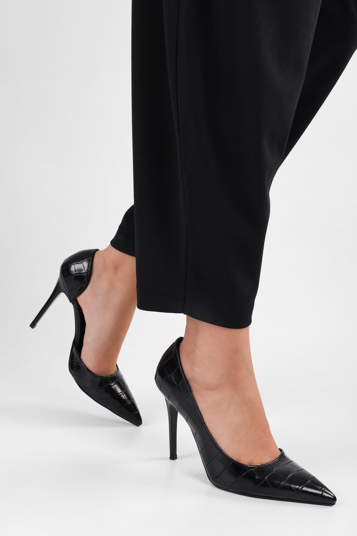 Kadın Massy Siyah Kroko Stiletto