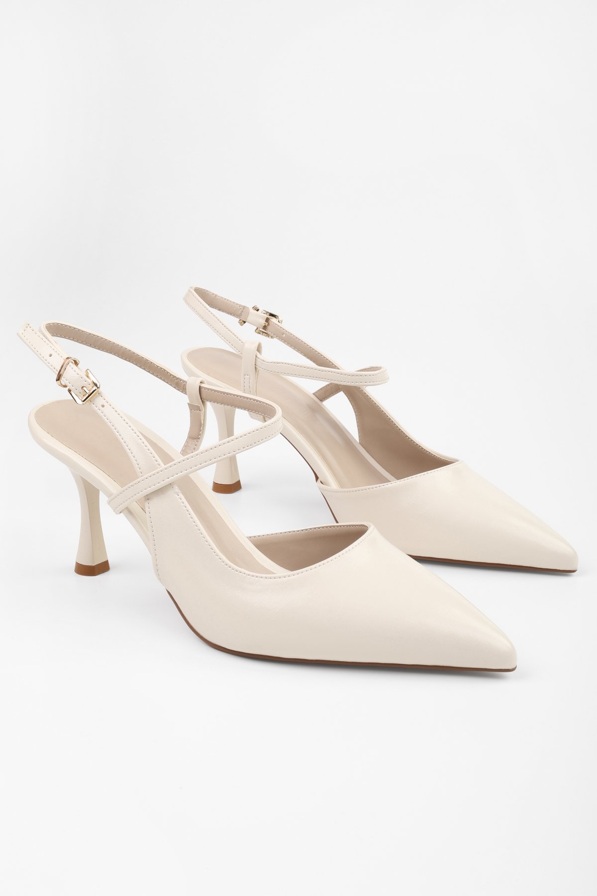 Kadın Nella Ekru Cilt Stiletto