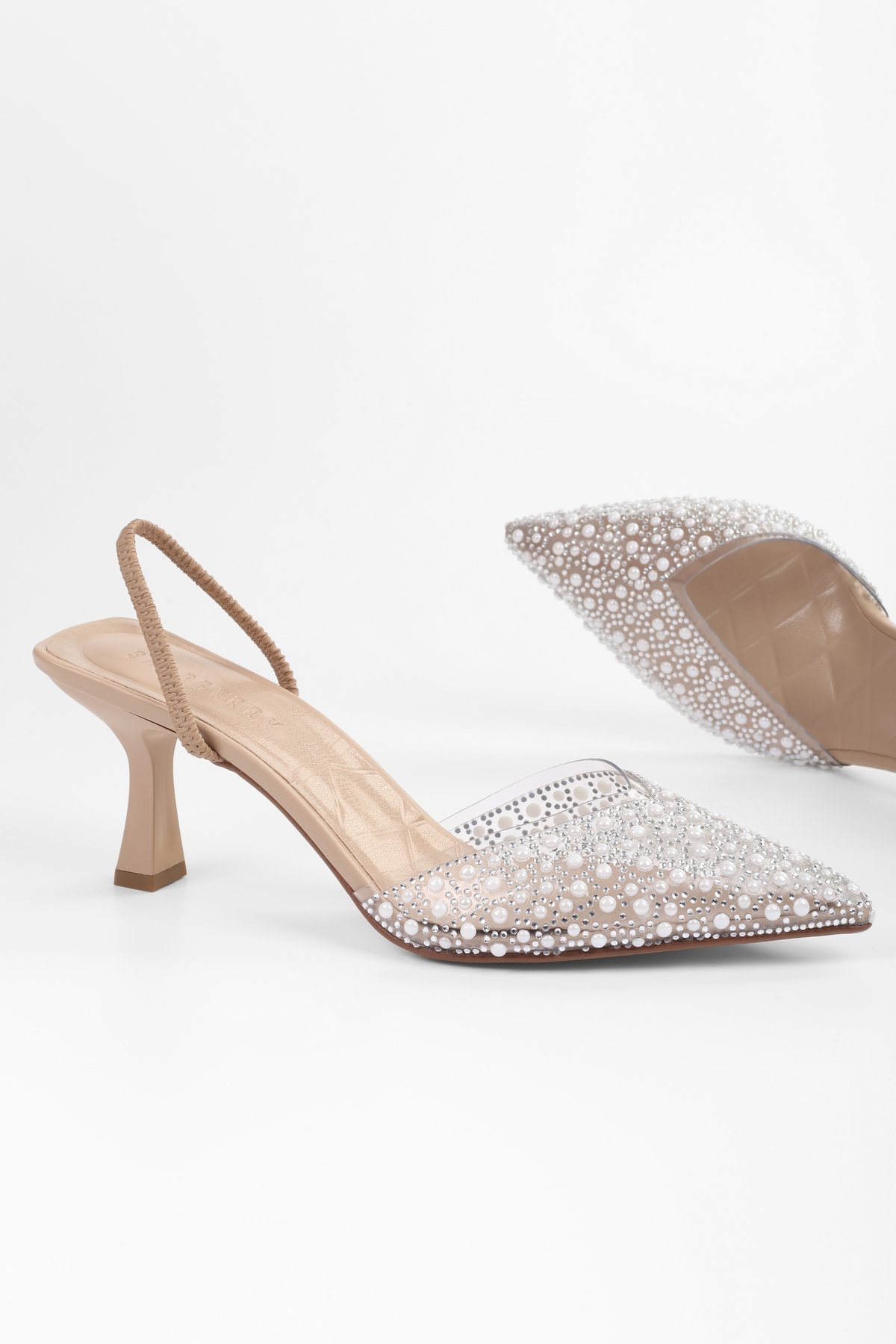 Kadın Pearly Ten İncili Şeffaf Stiletto