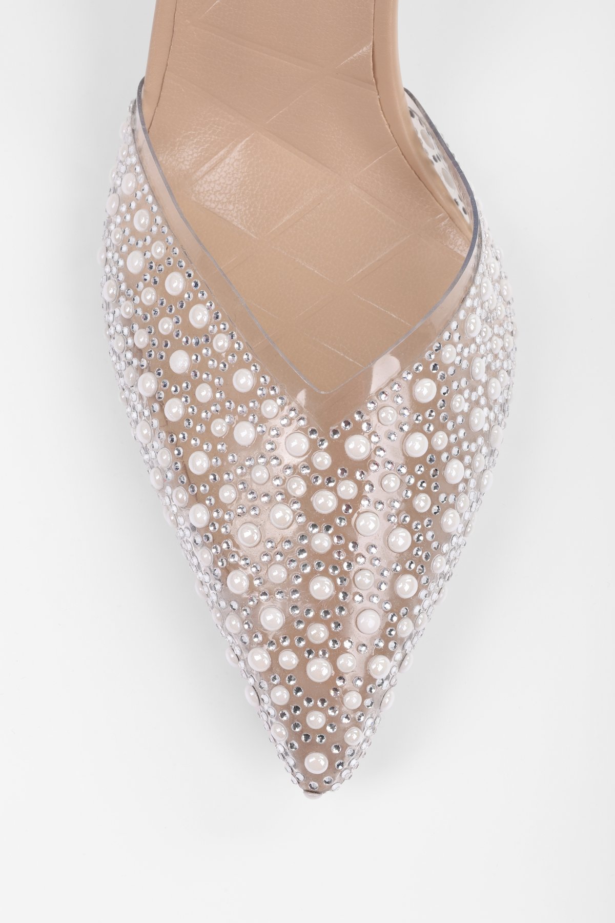 Kadın Pearly Ten İncili Şeffaf Stiletto