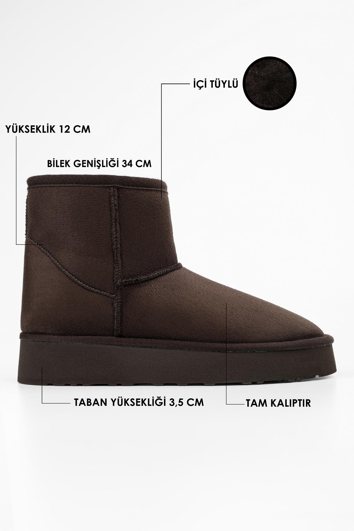Kadın Uggy Kahve İçi Tüylü Kısa Süet Bot