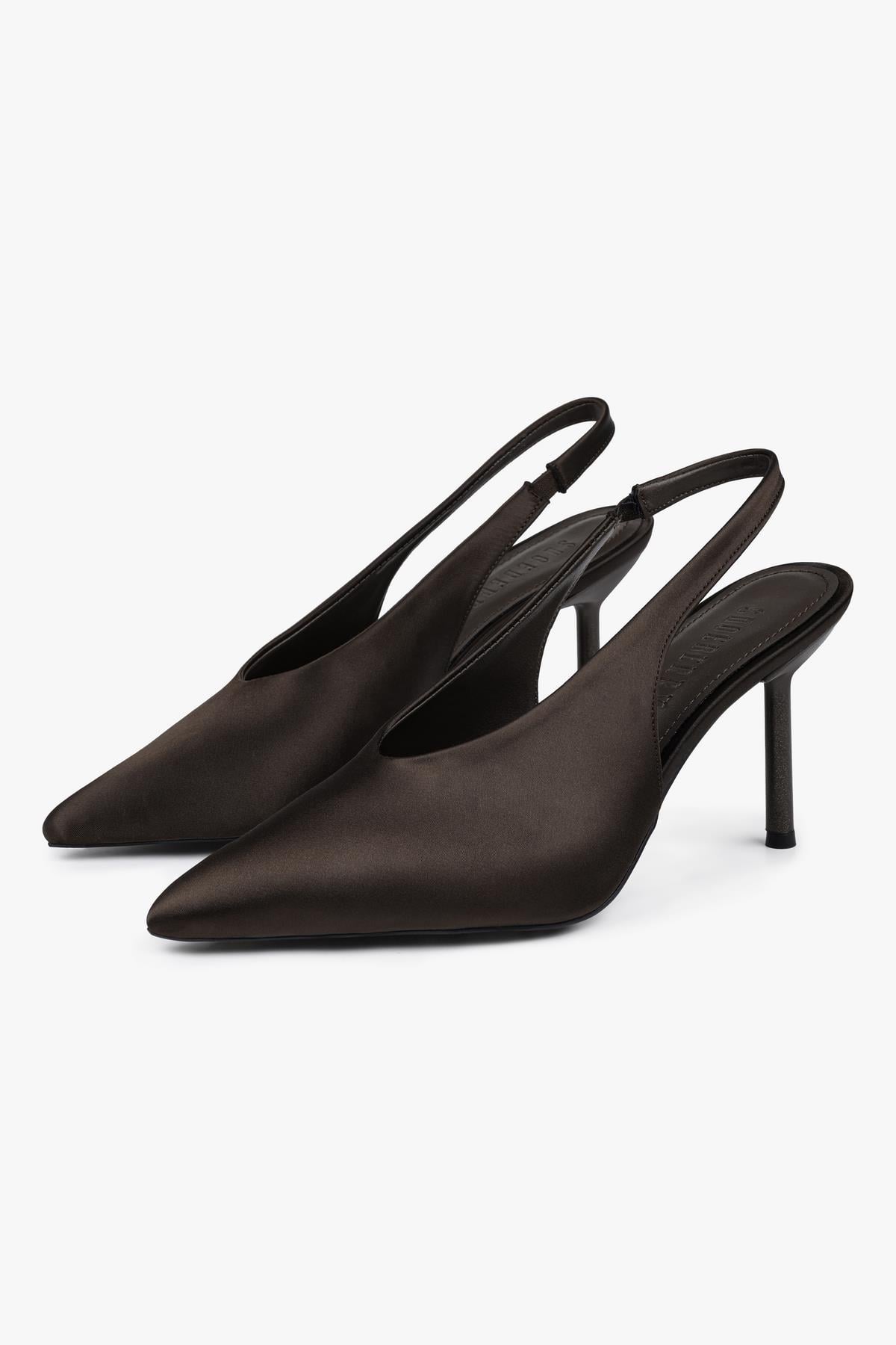 Kadın Vetra Kahve Saten Stiletto