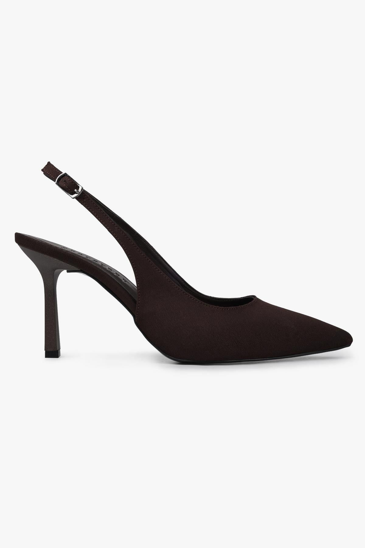 Kadın Vina Kahve Saten Stiletto