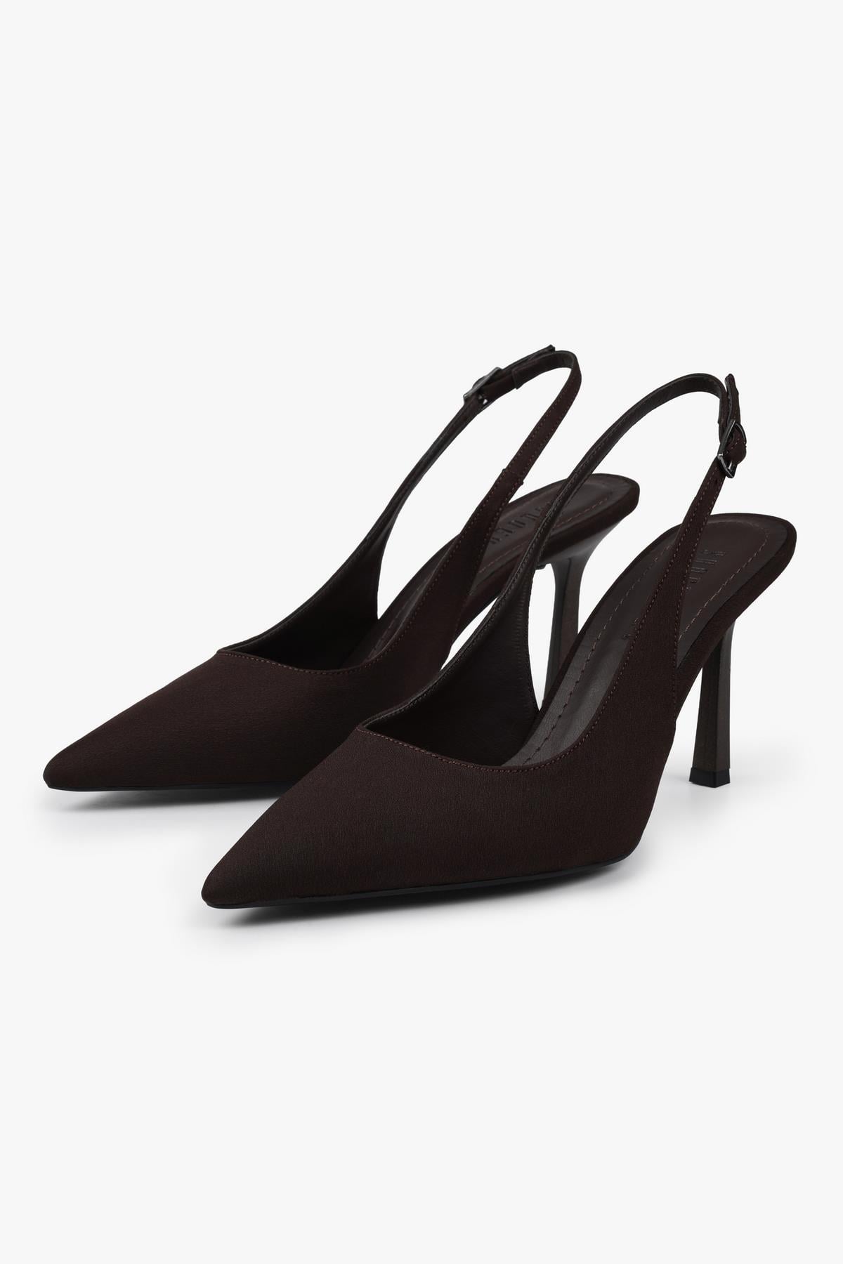 Kadın Vina Kahve Saten Stiletto