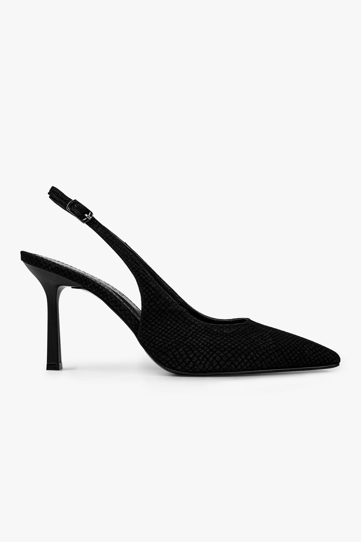 Kadın Vina Siyah Yılan Desenli Stiletto