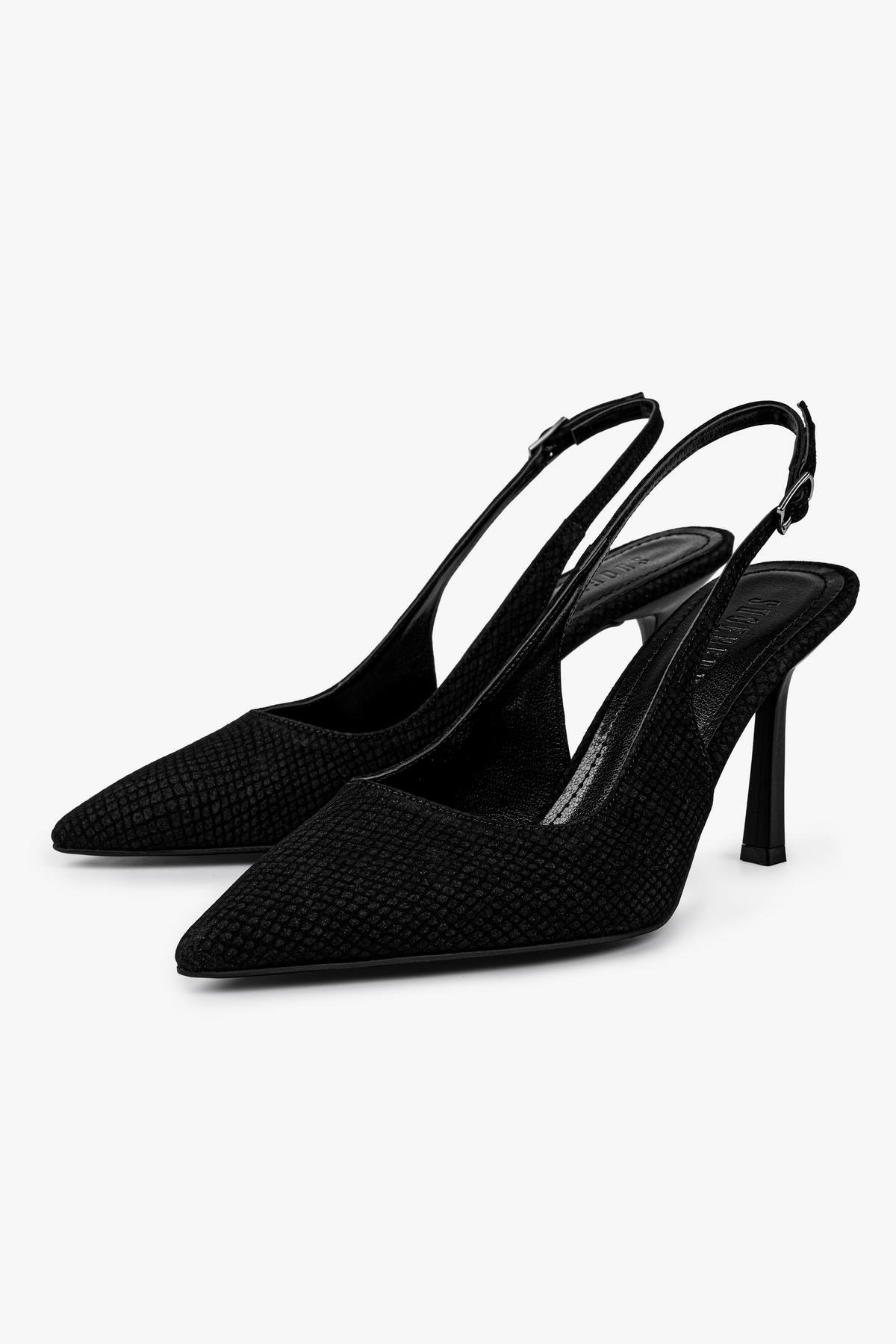 Kadın Vina Siyah Yılan Desenli Stiletto