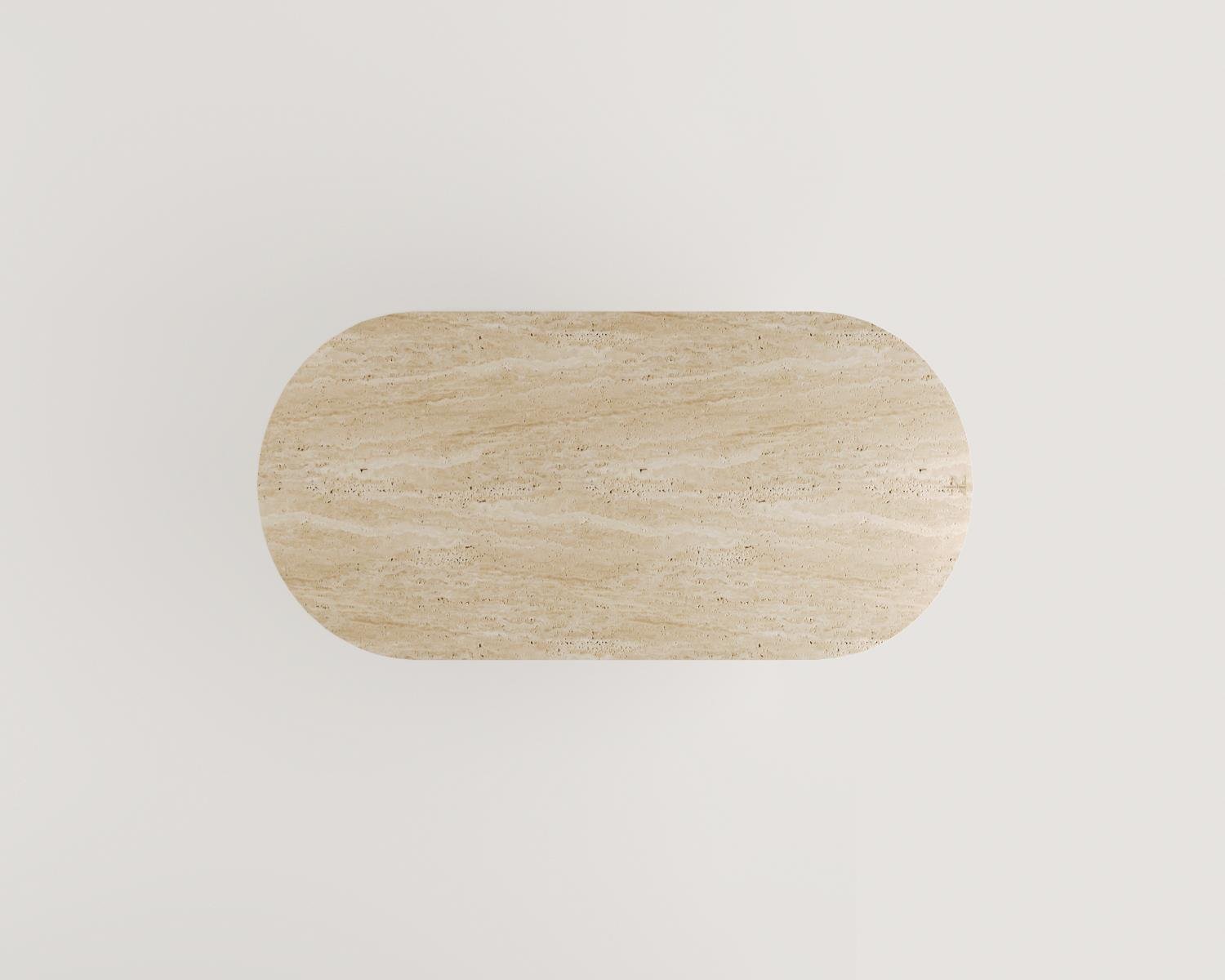 Sütun Ayak Oval Yemek Masası Traverten Albert