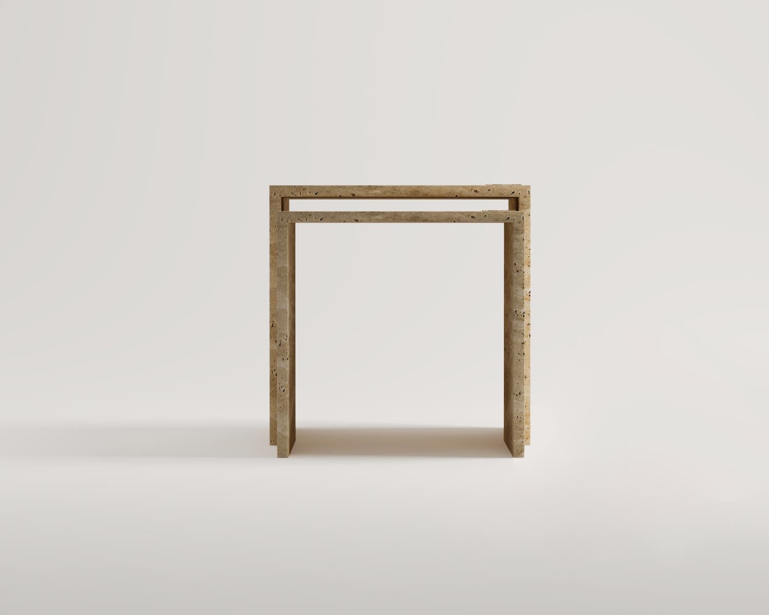 Amaya-Travertine Square 2 Side Table