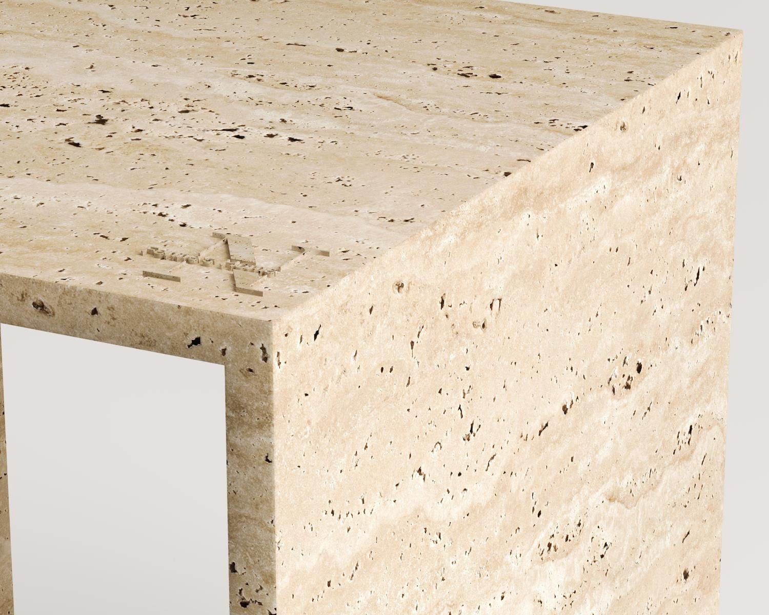 Amaya-Travertine Square 2 Side Table