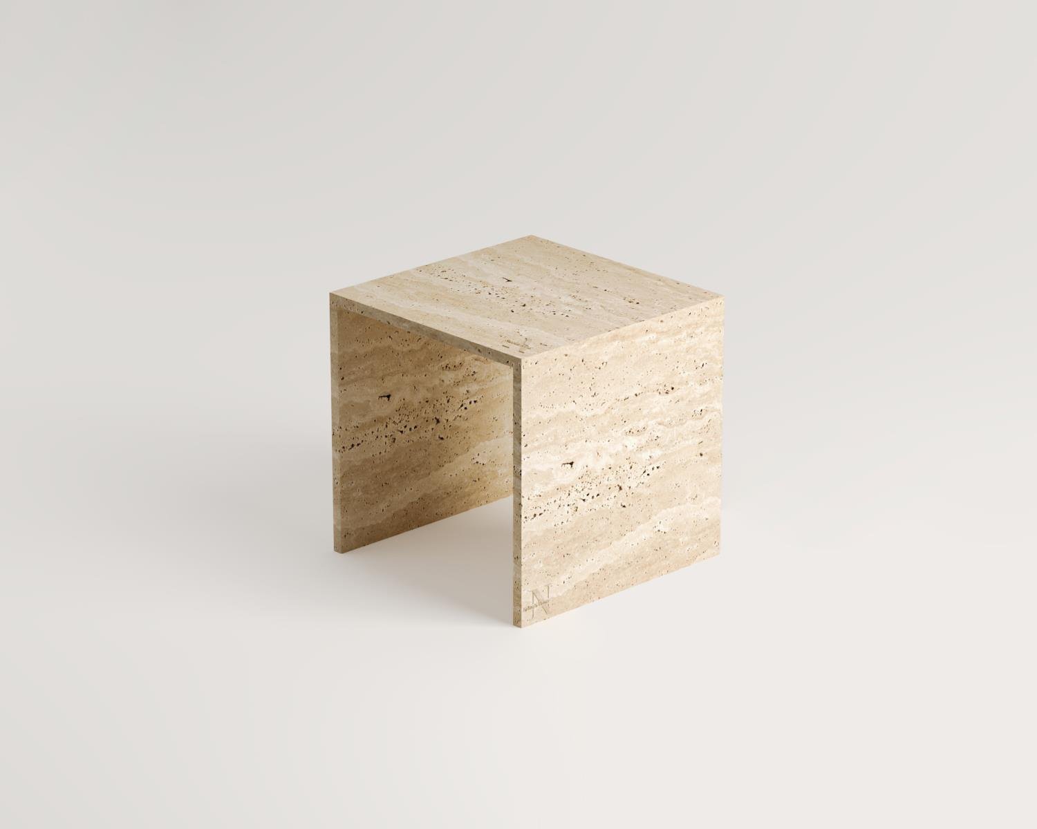 Amaya-Travertine Square 2 Side Table